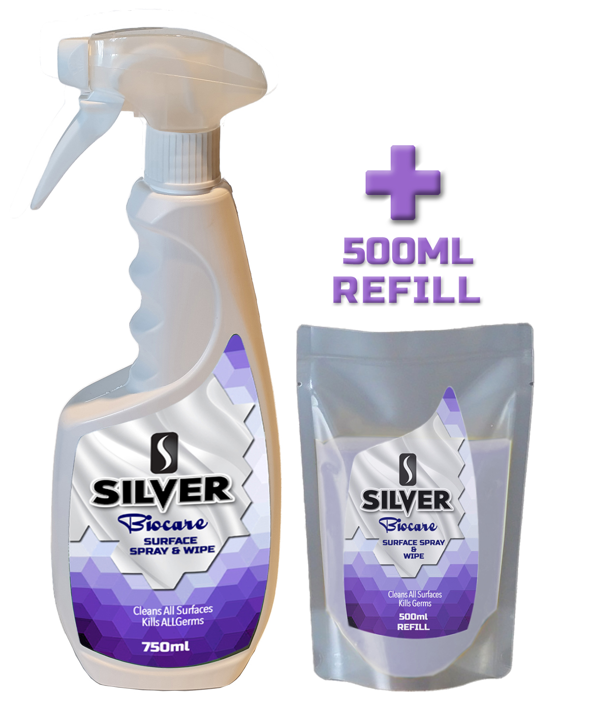 SILVER BIOCARE SURFACE SPRAY & WIPE SUPER PACK SPECIAL 750ml + 500ml SILVER BIOCARE SURFACE SPRAY & WIPE SUPER PACK SPECIAL 750ml + 500ml